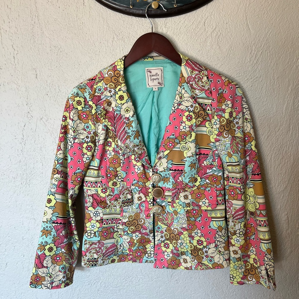 Nanette Lepore Animal Print Floral Blazer